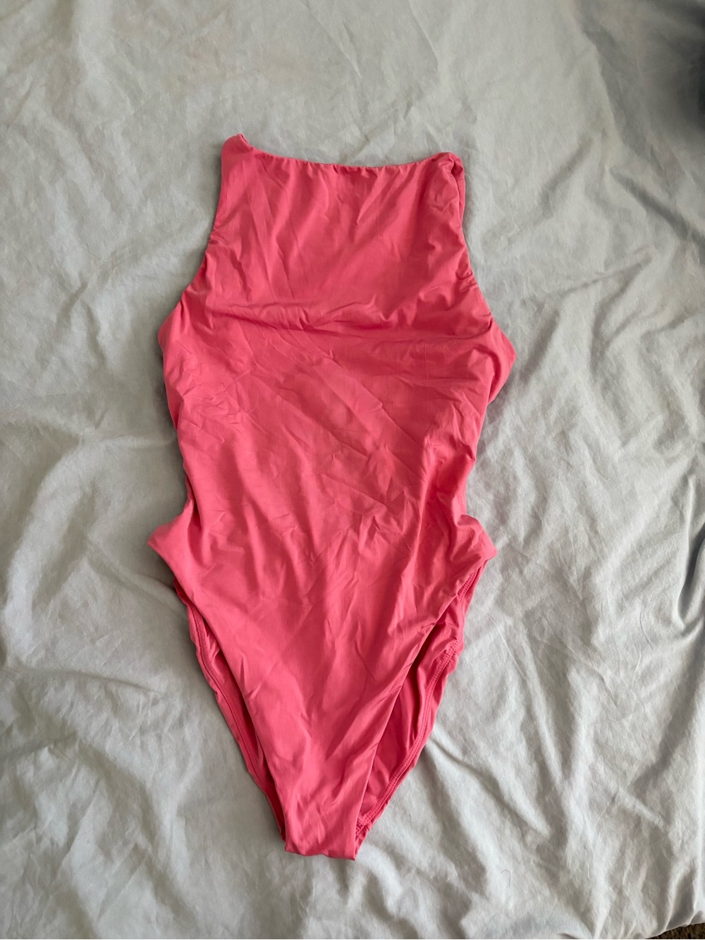 Ralph Lauren High-Neck One-Piece Swimsuit in Coral Pink